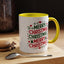 Christmas Mug - Merry Christmas Green & Red Text Trees Hearts Snowflakes Stars