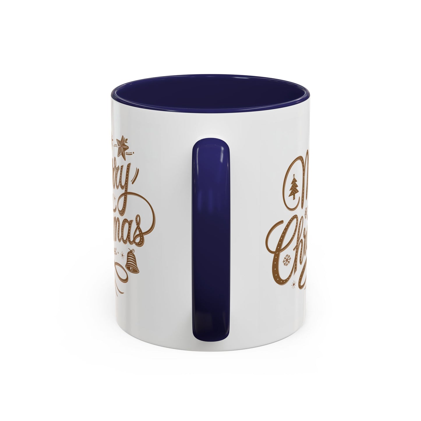 Christmas Mug - Merry Christmas Gold Text Tree Star Ornaments