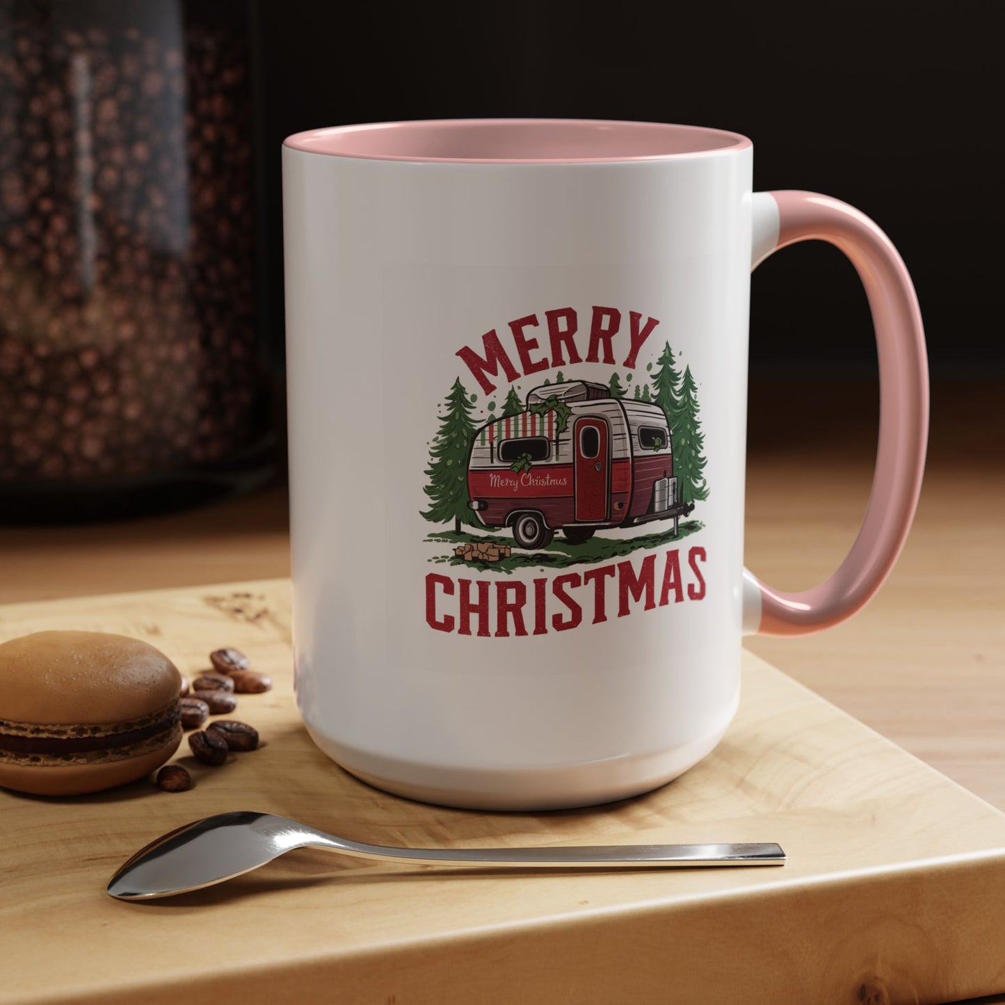 Christmas Mug - Merry Christmas Red & White Camper