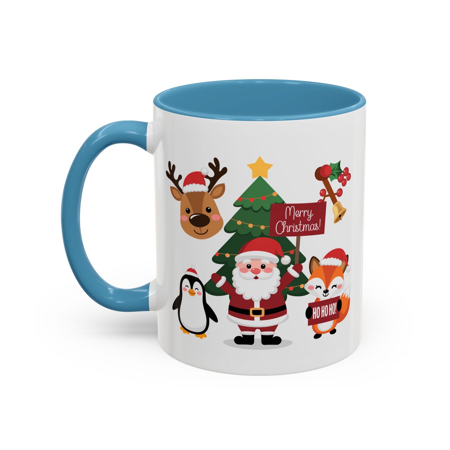 Christmas - Merry Christmas White Text Santa Reindeer Penguin Fox