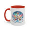 Christmas Mug - Merry Christmas Blue Text Snowman Star Reindeer