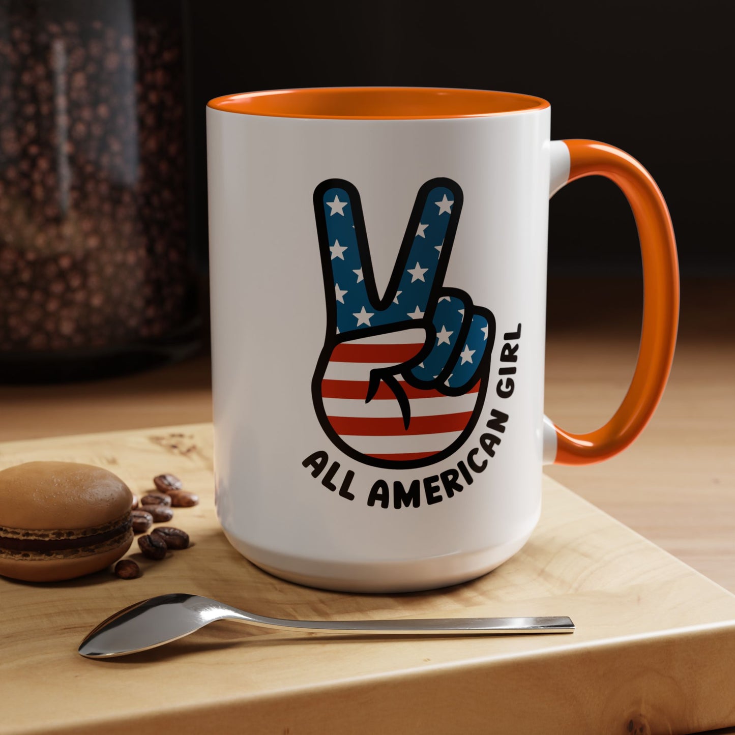 4th of July Mug - All American Girl Peace Sign