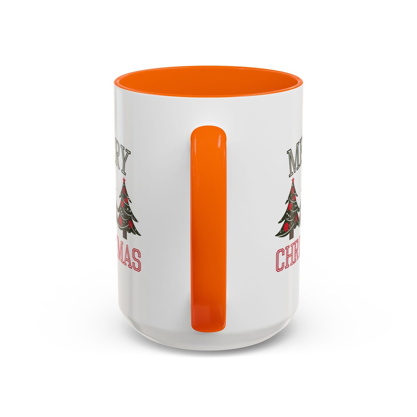 Christmas Mug - Merry Christmas Green & Red Text Decorative Trees