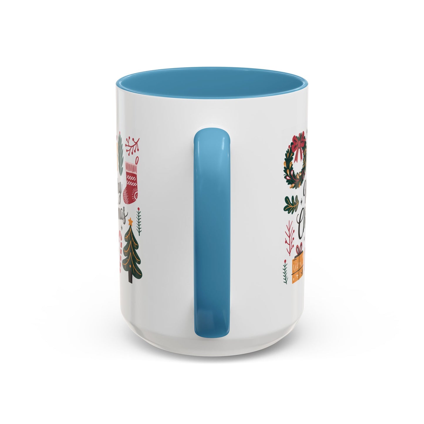 Christmas Mug - Merry Christmas Green Text Presents Tree Candy Cane