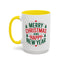 Christmas Mug - Merry Christmas and a Happy New Year Green & Red Text Trees Stars