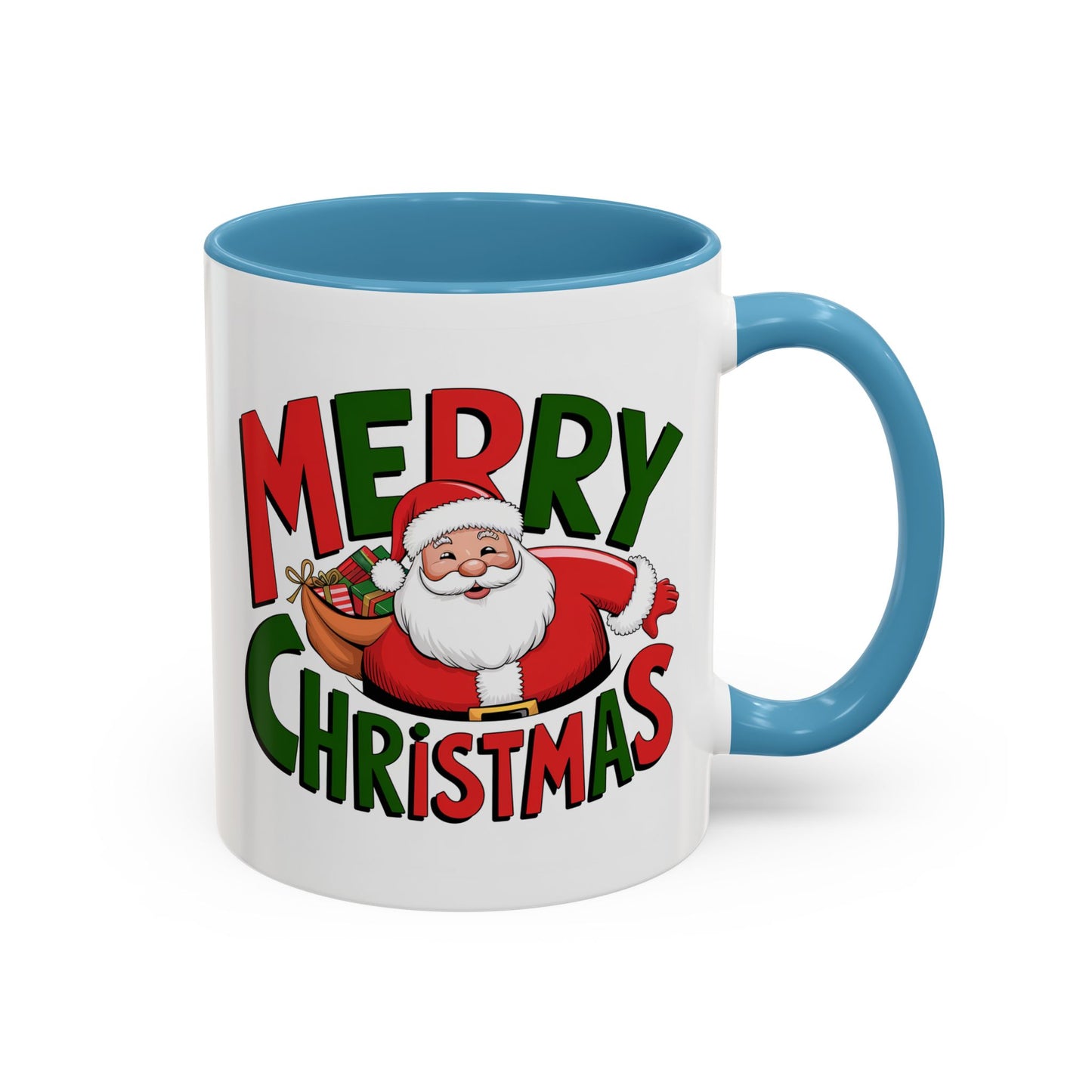 Christmas Mug - Green & Red Text Santa Presents