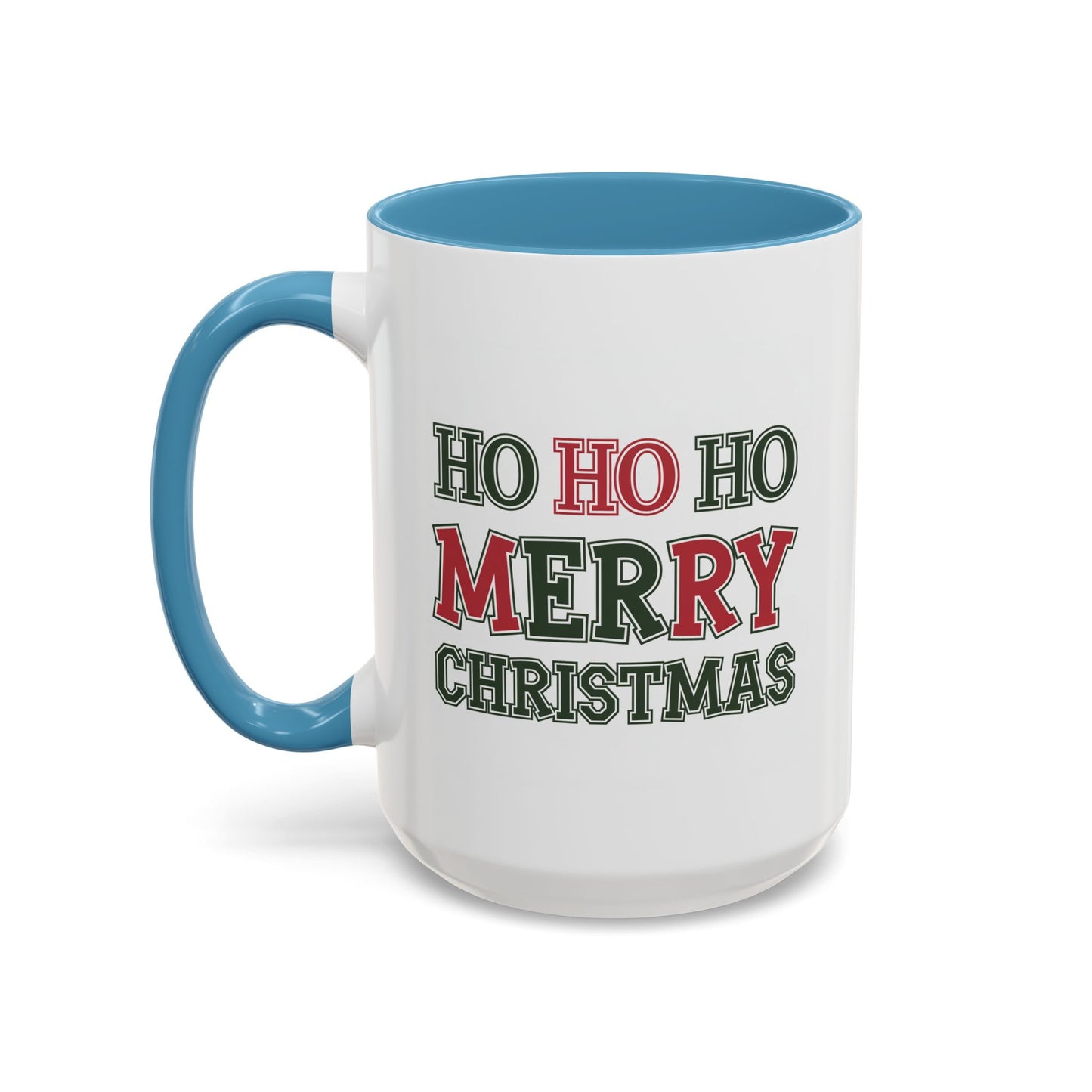 Christmas Mug - Ho Ho Ho Merry Christmas Green & Red Text 2