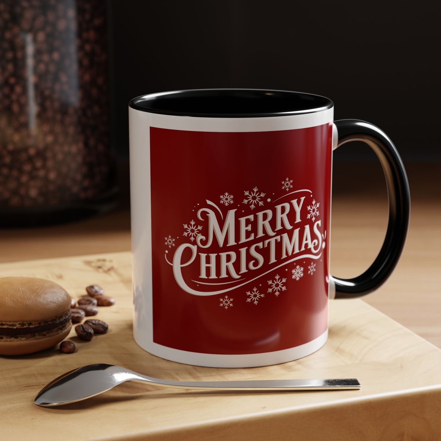 Christmas Mug - Merry Christmas White Text Maroon Background