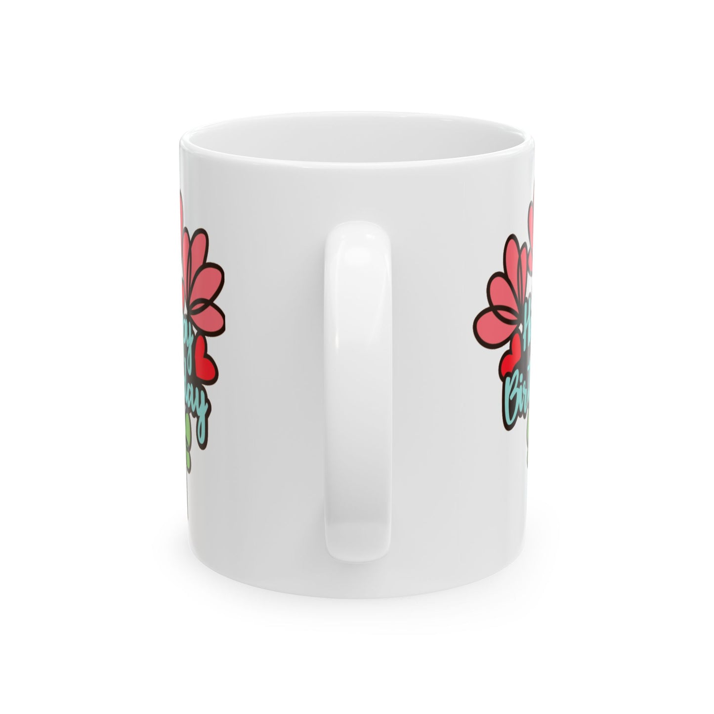 Birthday Mug - Flower Bouquet Hearts