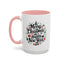 Christmas Mug - Merry Christmas and a Happy New Year Black Text Tree Ornaments Presents