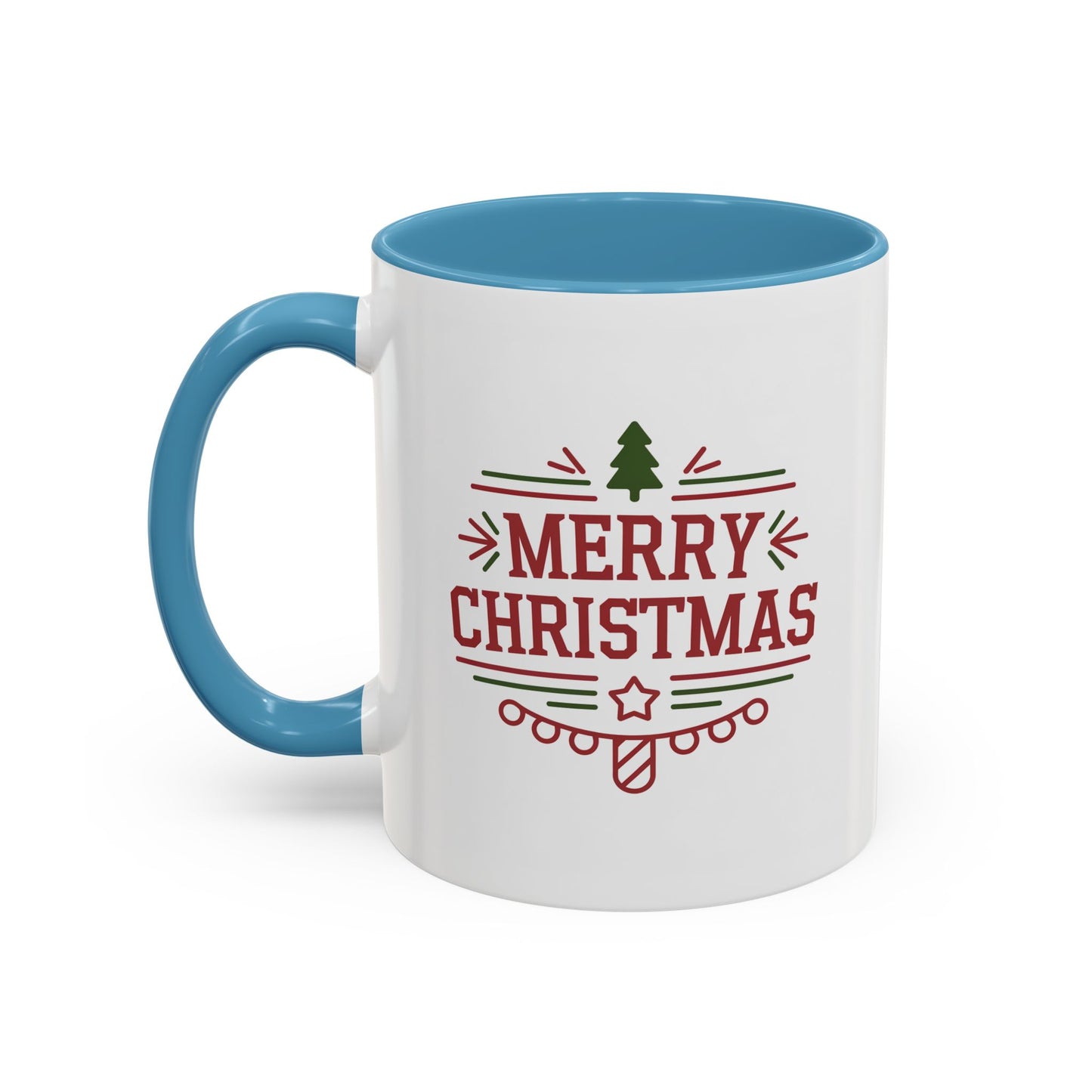 Christmas Mug - Merry Christmas Maroon Text Tree Star