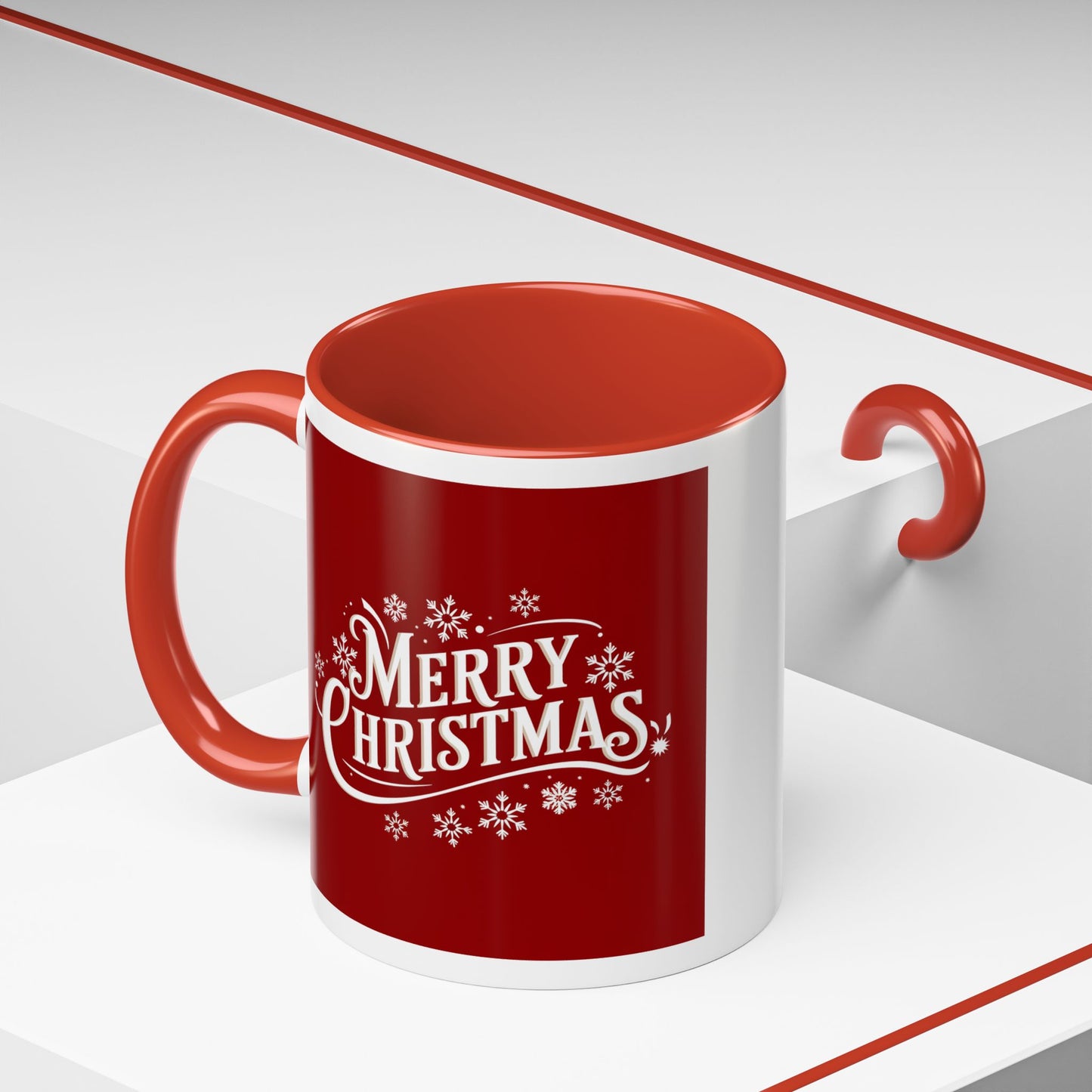 Christmas Mug - Merry Christmas White Text Maroon Background