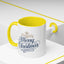 Christmas Mug - Merry Christmas Blue Text Gold Ornaments