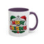 Christmas Mug - Merry Christmas Red Yellow & Green Text Green & Red Hat