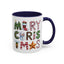 Christmas Mug - Merry Christmas Green Red & Gold Patterned Text