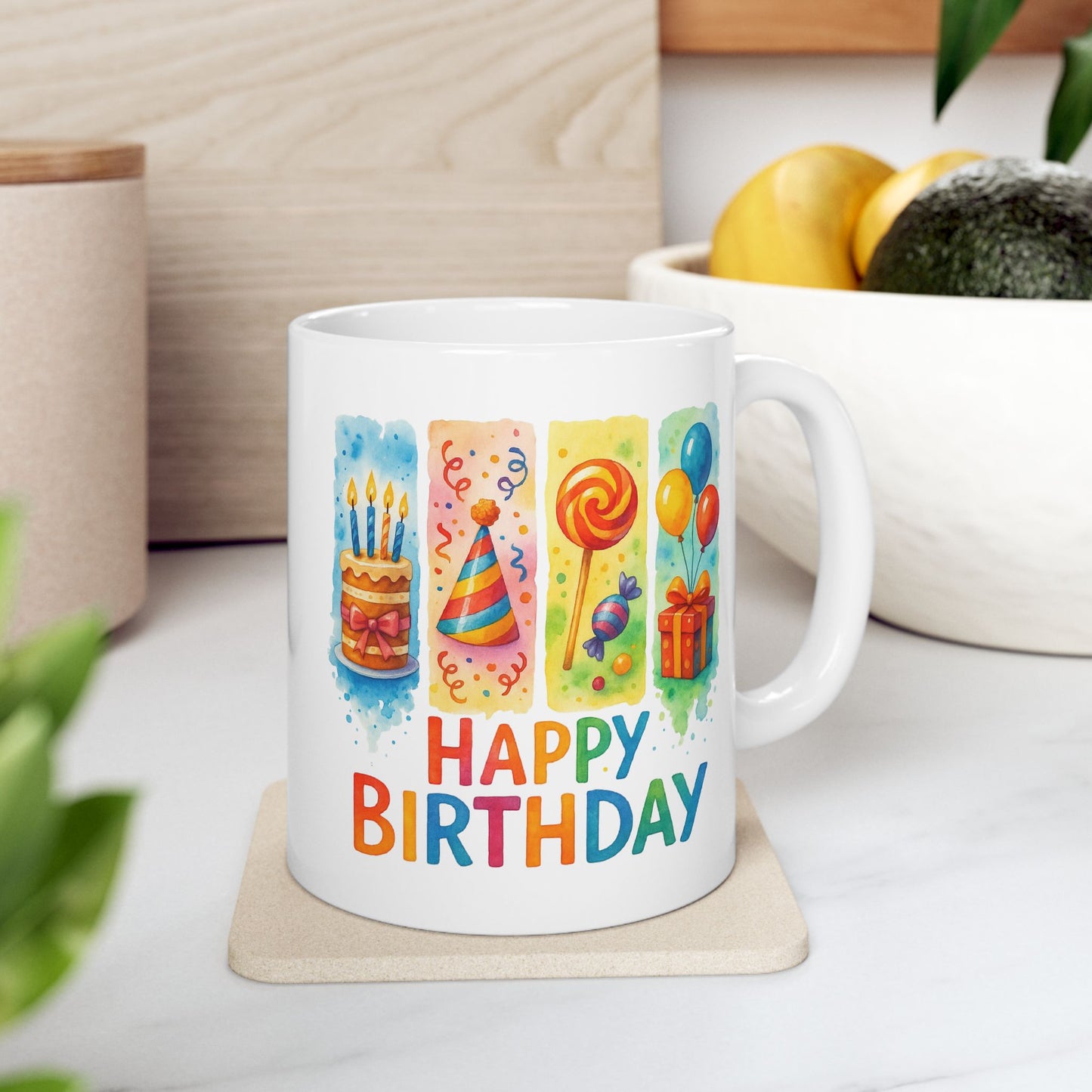 Birthday Mug - Happy Birthday Brushstroke Design