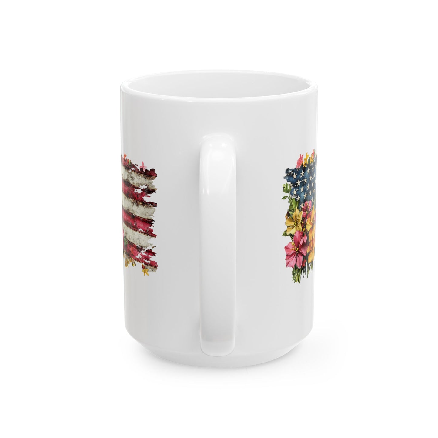 4th of July Mug - Floral AmericanFlag