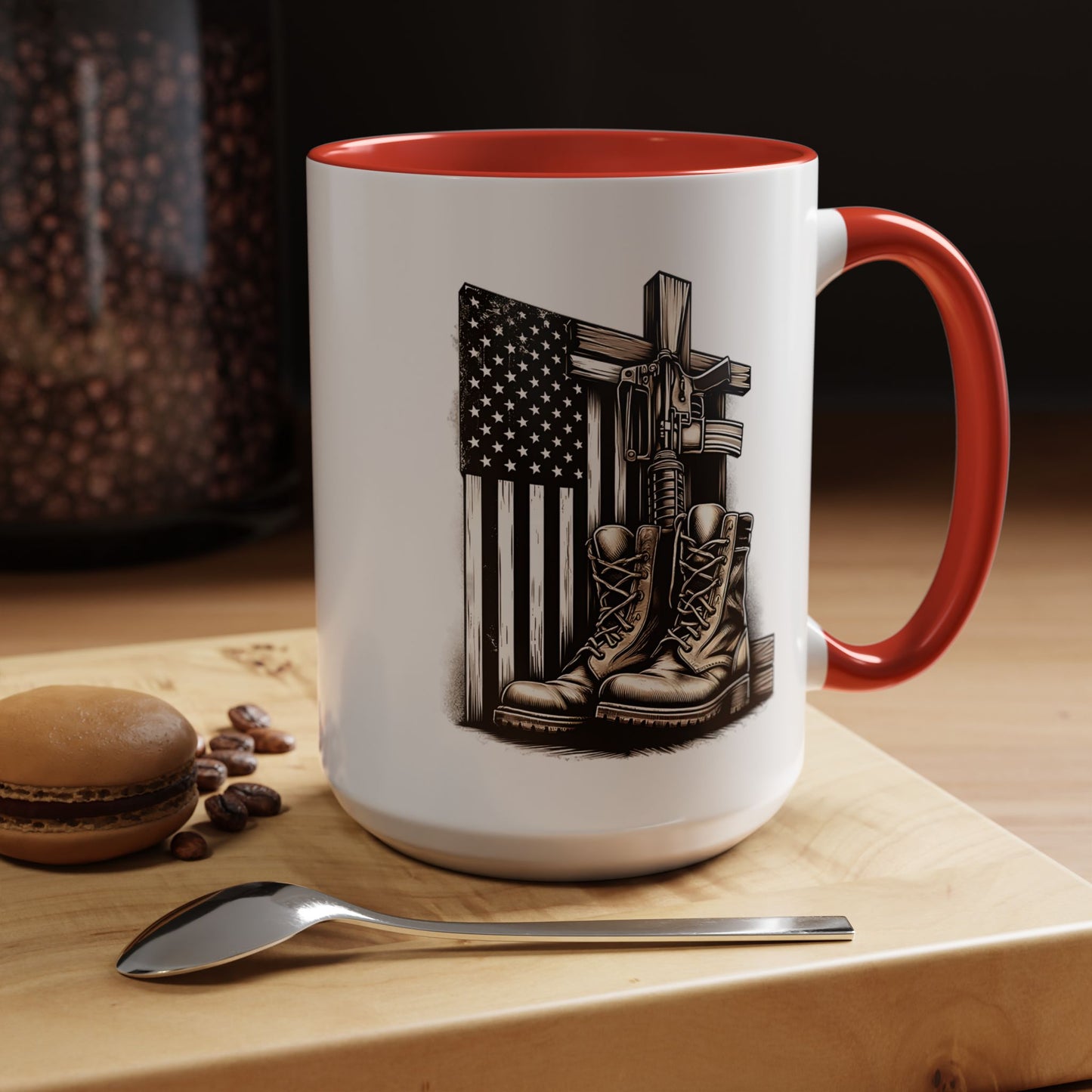 4th of July Mug - Fallen Soldier Boots Flag