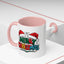 Christmas Mug - Merry Christmas Green Red Yellow and Blue Text Red Hats