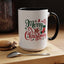 Christmas Mug - Merry Christmas Green & Red Text Star Candy Cane Stocking Snowflake