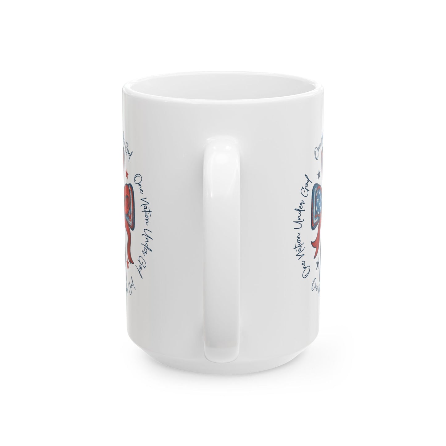 4th of July Mug - Patriotic Cross with Ribbon & Stars