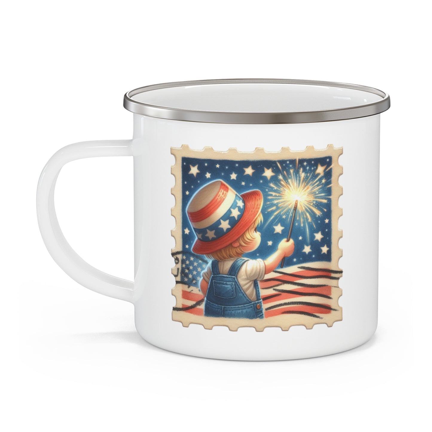 4th of July Mug - Child Fireworks Stamp