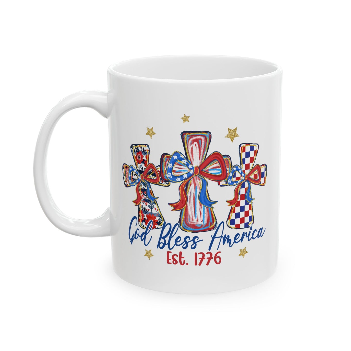 4th of July Mug - God Bless America Patriotic Cross