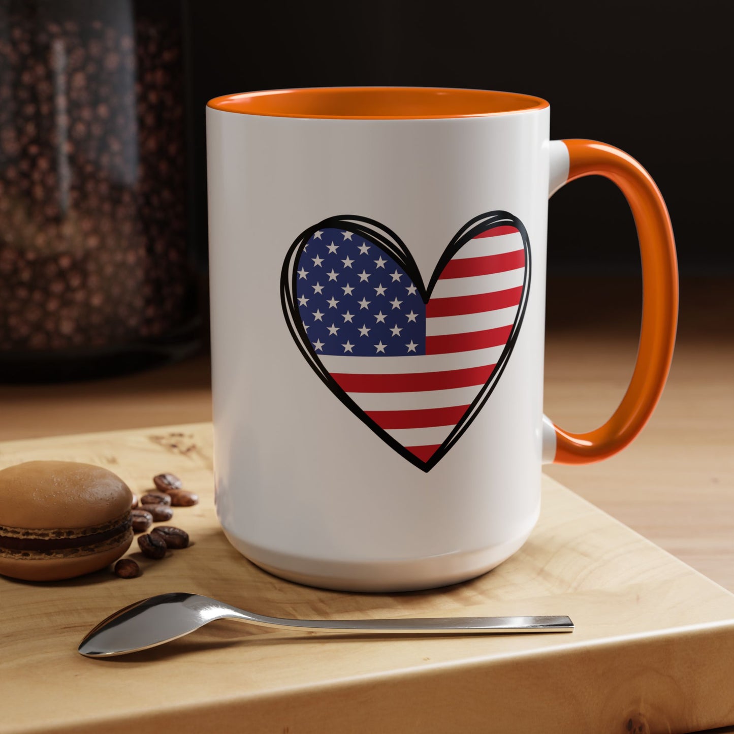 4th of July Mug - USA Flag Heart