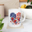 4th of July Mug - Patriotic USA Flowers Heart