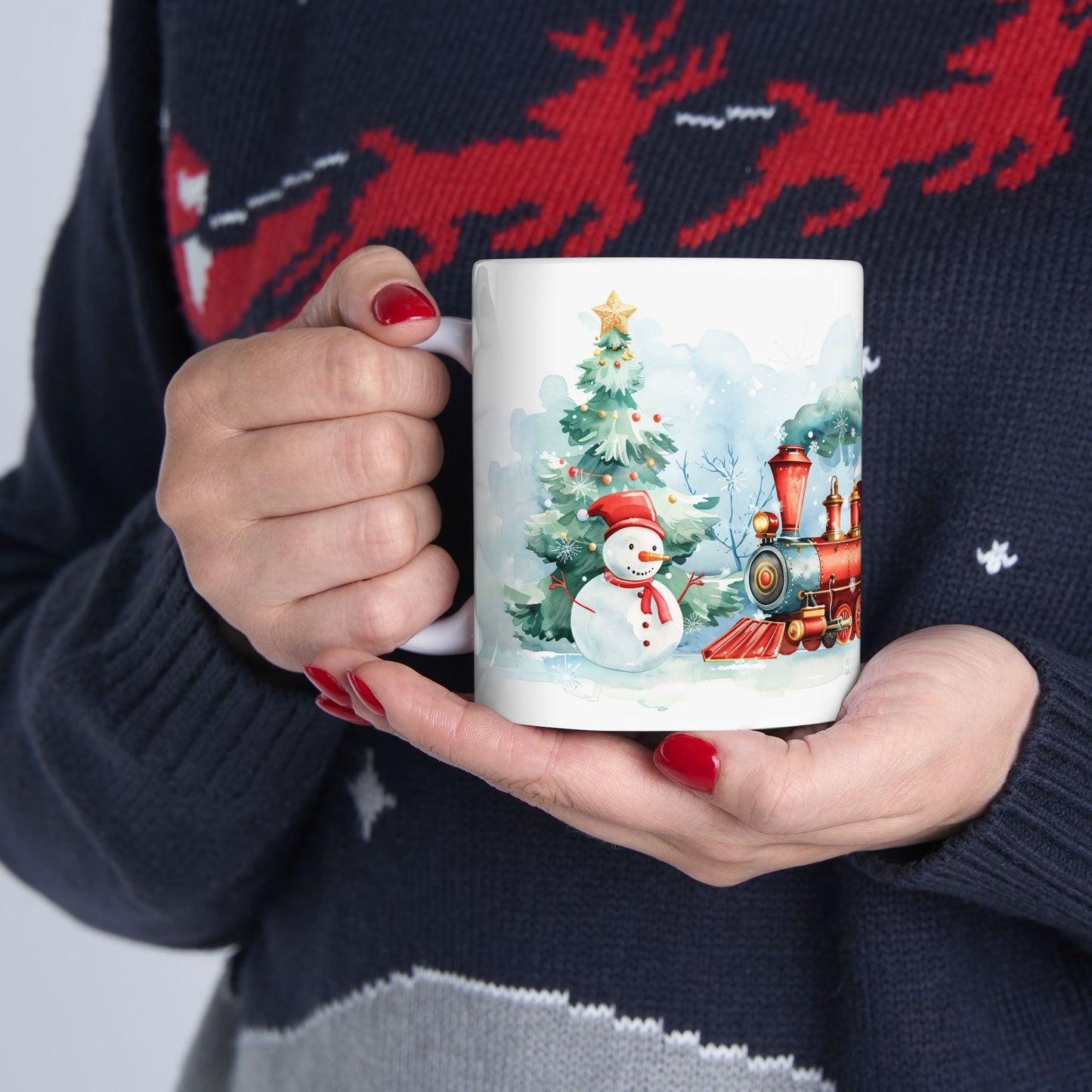 Christmas Mug - Snowman and Train Wrap 2