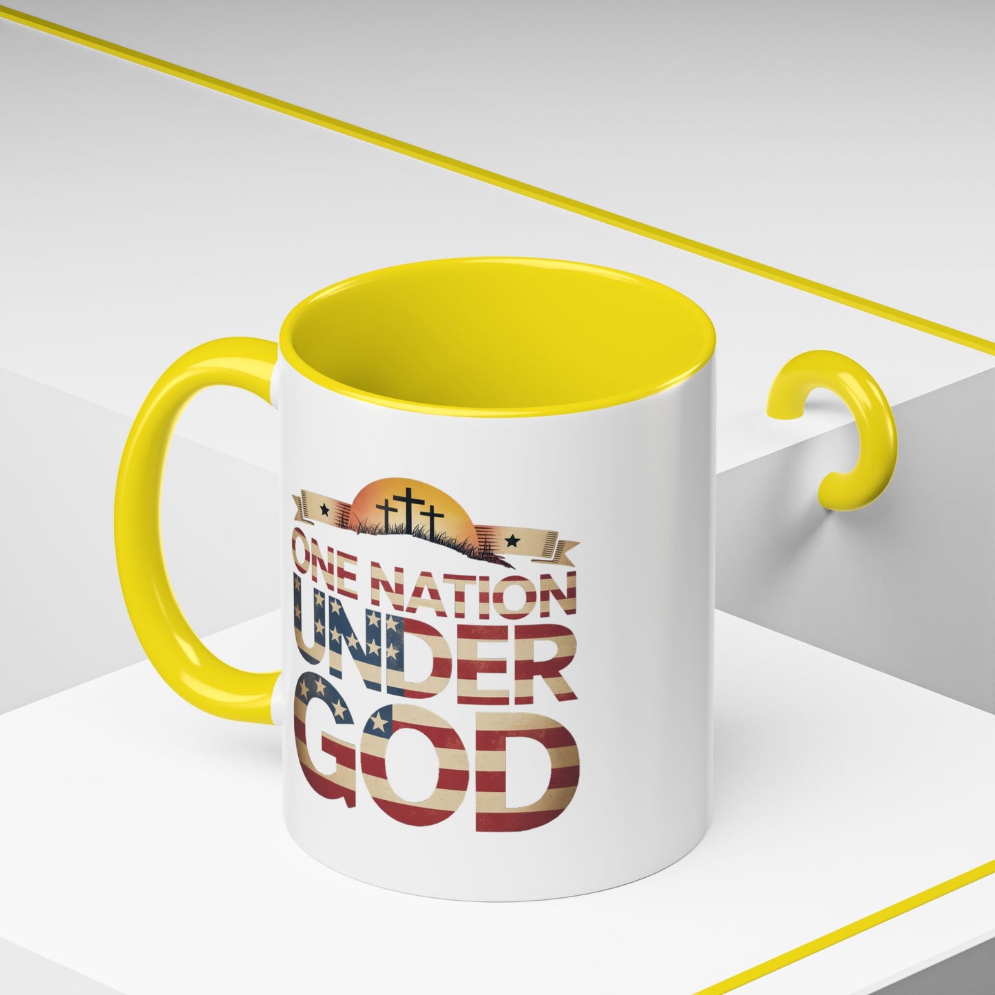 4th of July Mug - One Nation Under God Cross Flag