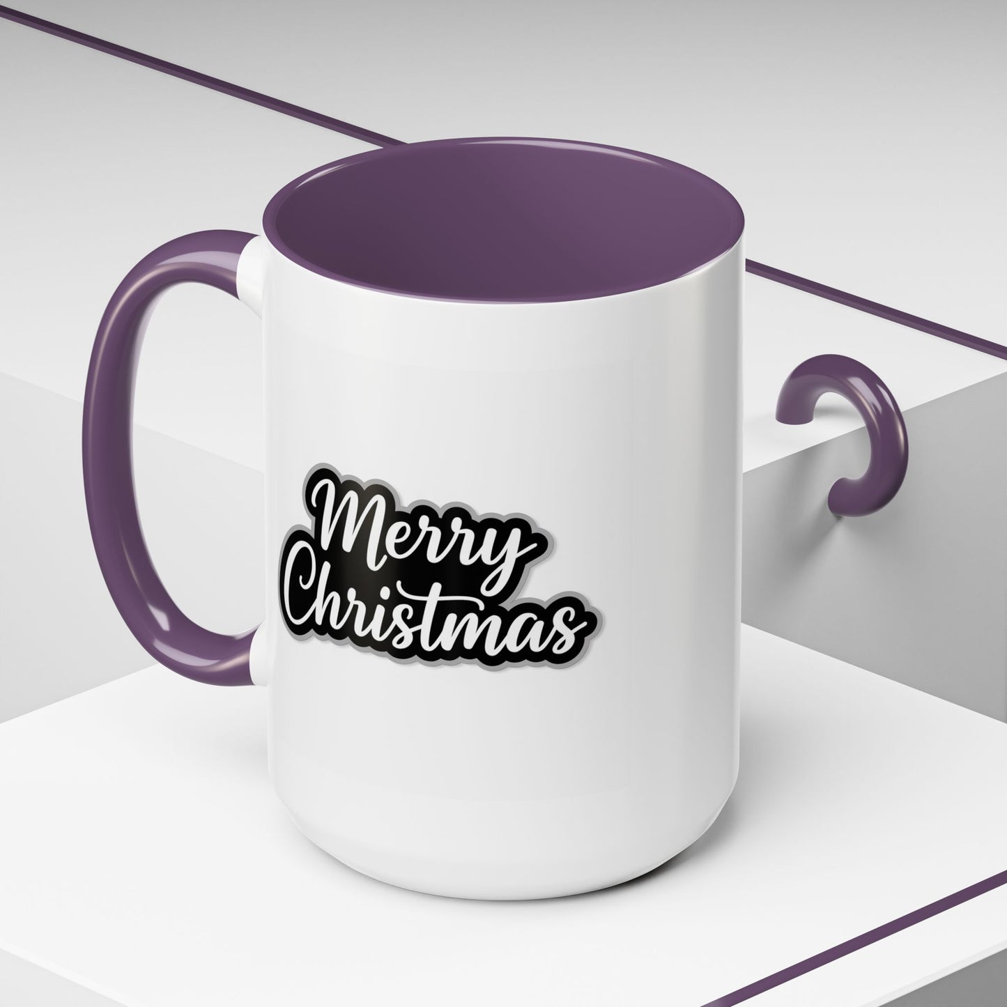 Christmas Mug - Merry Christmas White Black & Grey Text