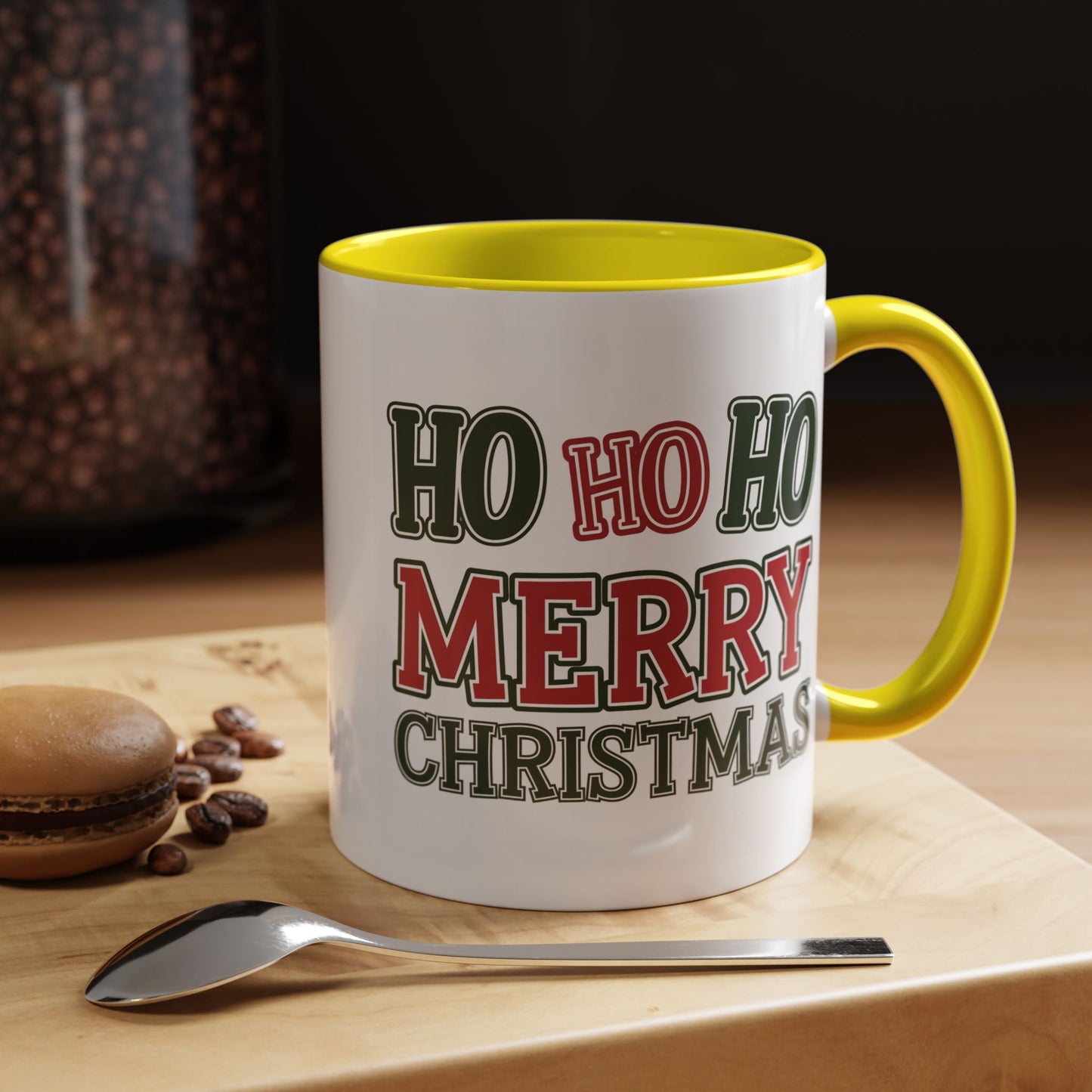 Christmas Mug - Ho Ho Ho Merry Christmas Green & Red Text