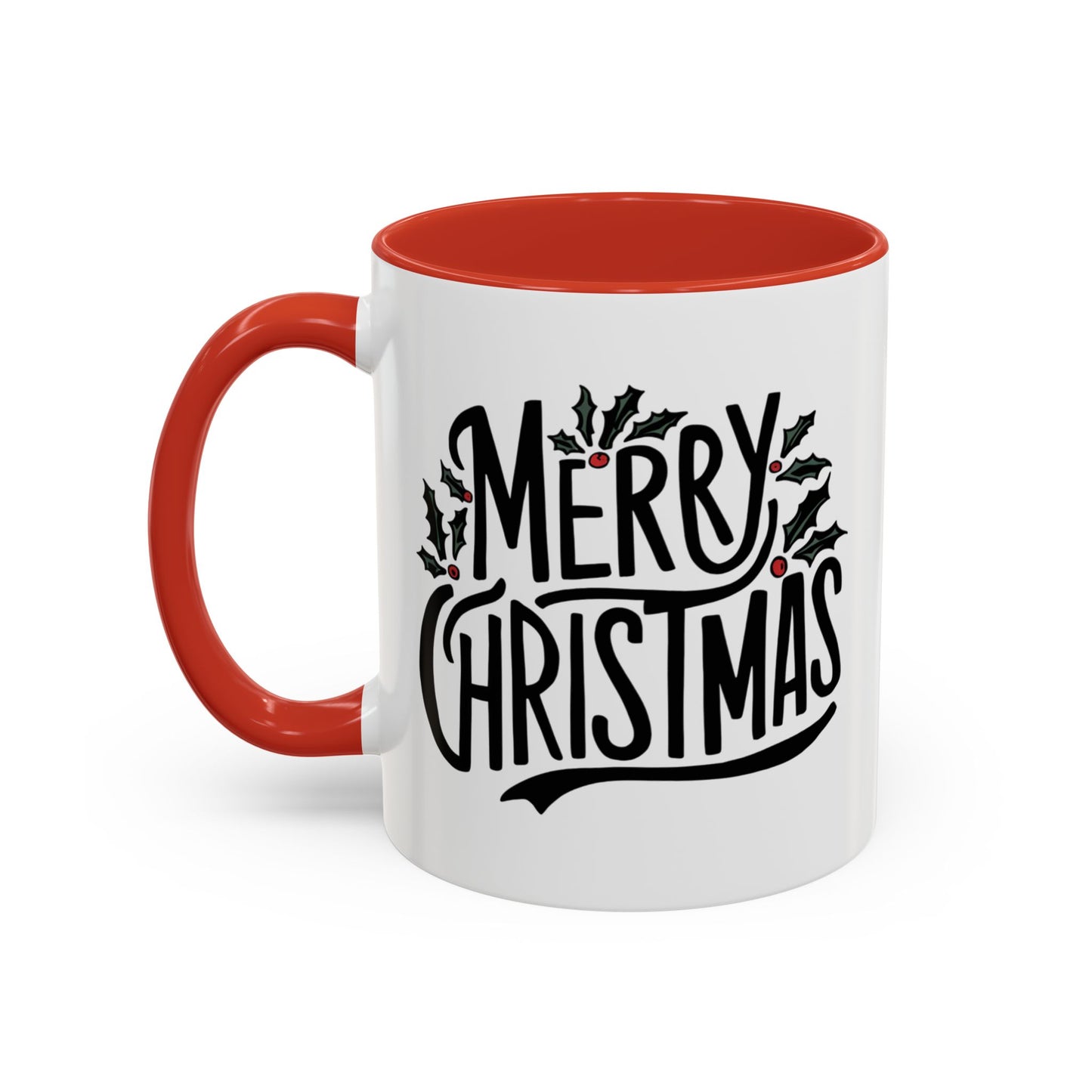 Christmas Mug - Merry Christmas Black Text Mistletoe