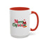 Christmas Mug - Merry Christmas Green & Red Text Santa Presents