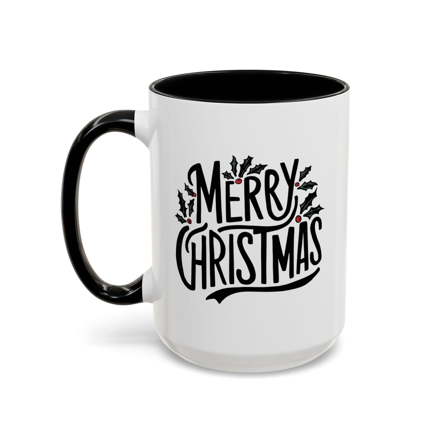 Christmas Mug - Merry Christmas Black Text Mistletoe
