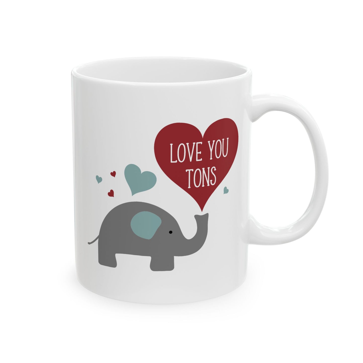 Valentine's Day Mug - Love You Tons Heart Elephant