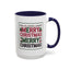 Christmas Mug - Merry Christmas Red Green & Black Text Trees Presents