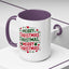 Christmas Mug - Merry Christmas Green & Red Text Trees Hearts Snowflakes Stars