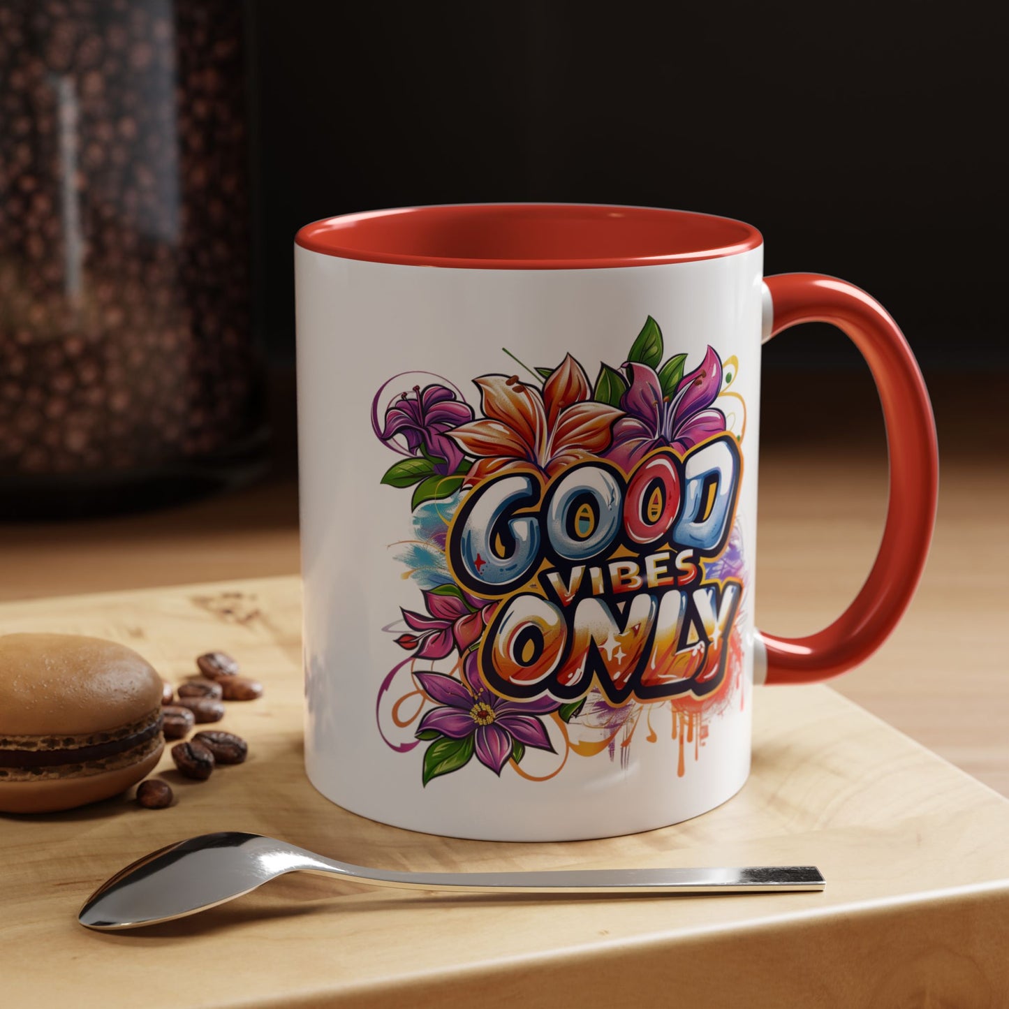 Wellness Mug - Good Vibes Only Graffiti Flowers