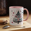 Christmas Mug - Merry Christmas Maroon & Blue Text Tree Hearts Stars