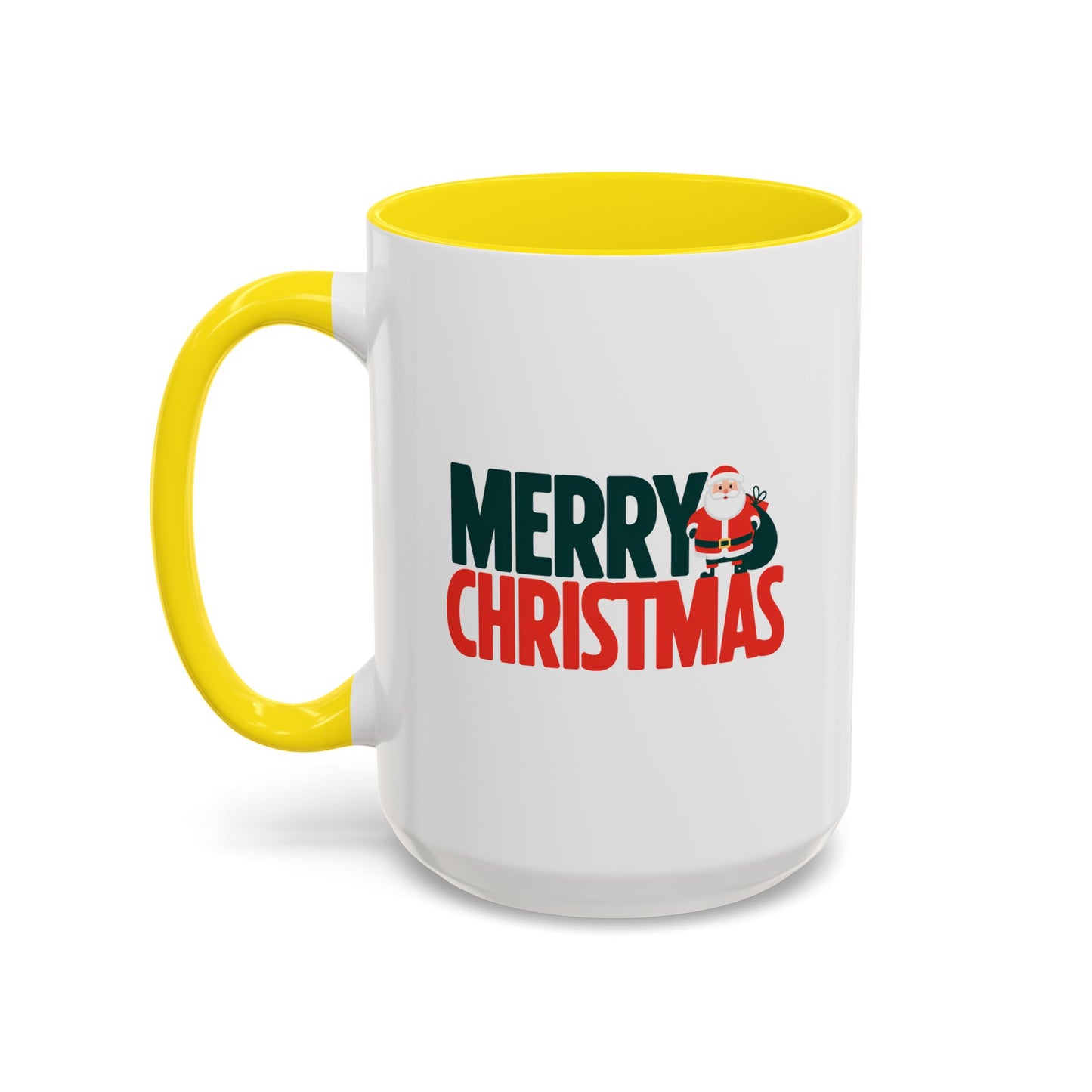 Christmas Mug - Merry Christmas Green & Red Text Santa Bag