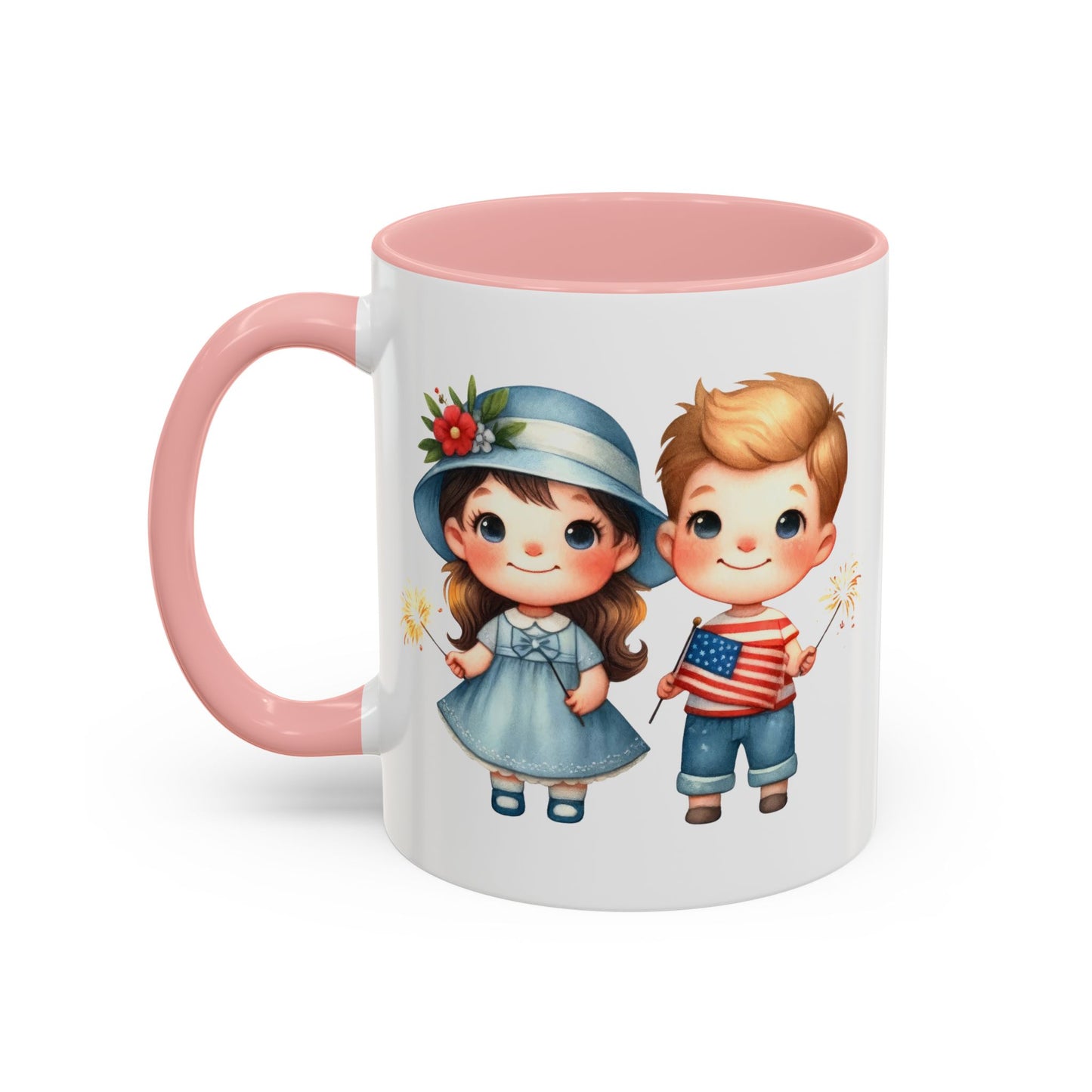 4th of July - American Boy & Girl Flag