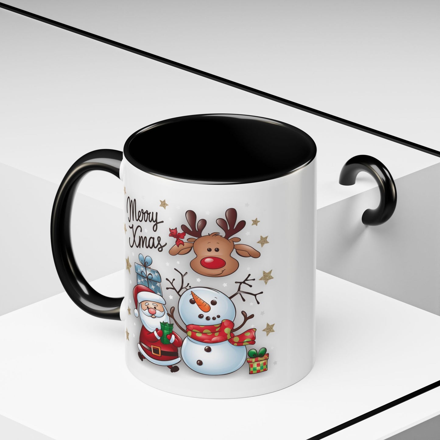 Christmas Mug - Merry Xmas Santa Snowman Reindeer