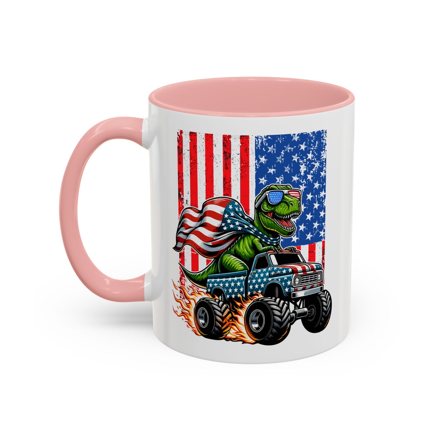 4th of July Mug - T Rex Riding Monster Truck