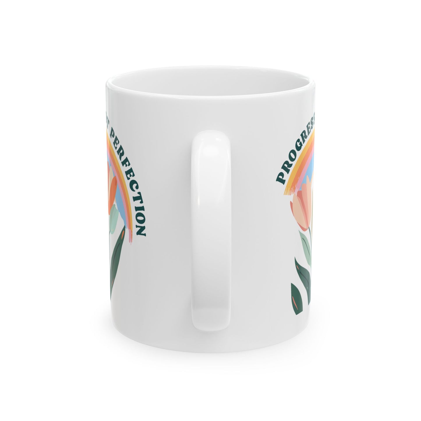 Motivation Mug - Progress Not Perfection Flowers
