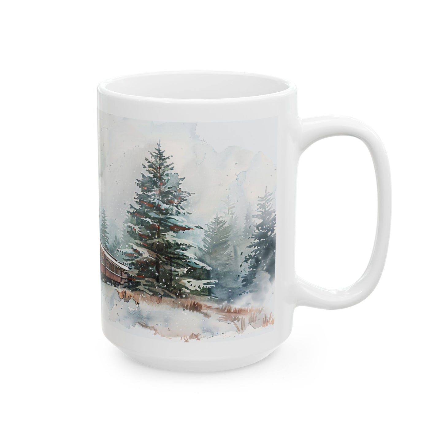 Christmas Mug - Snowy Landscape Train Wrap 5