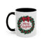 Christmas Mug - Merry Christmas Red Text Bow Wreath