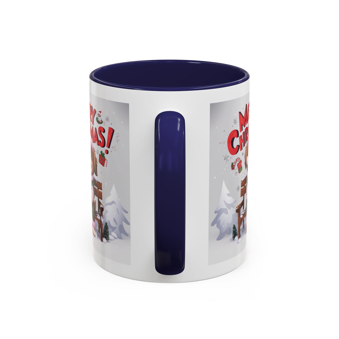 Christmas Mug - Merry Christmas Red Text Puppy Green & Red Top