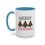 Christmas Mug - Merry Christmas Green & Red Text Decorative Trees